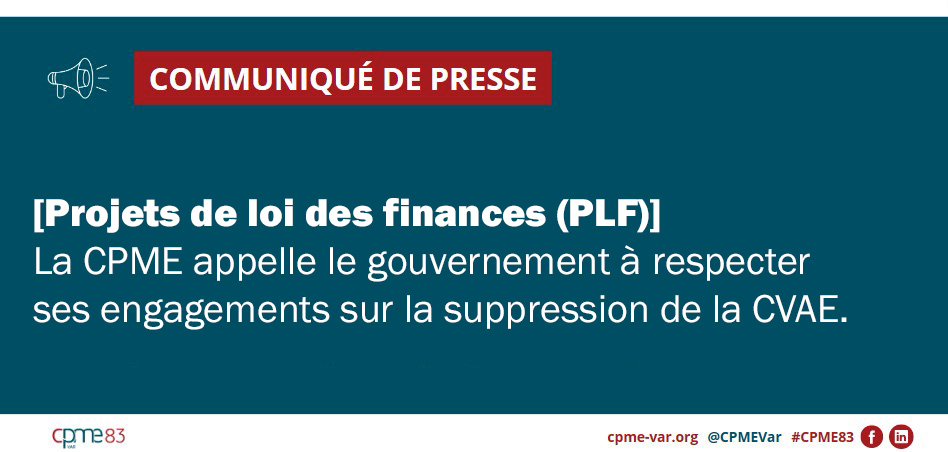 Communiqué de presse CPME Var : PLF
