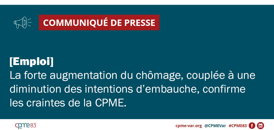 Communiqué de presse CPME Var : Emploi