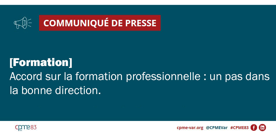 Communiqué de presse CPME Var : Formation